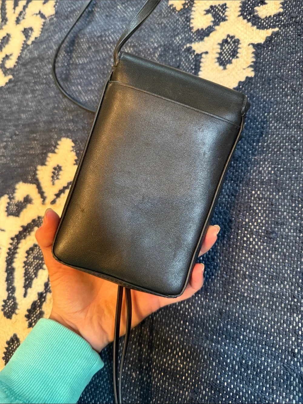 Tory Burch Black Leather Logo Phone Pouch Crossbody